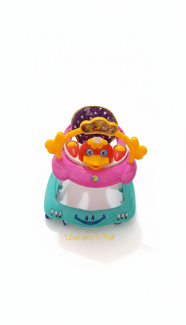 Premium 12-Wheel Baby Walker 777M | Adjustable Height, Interactive Toys & Wide Base for Maximum Stability & Fun Learning Steps