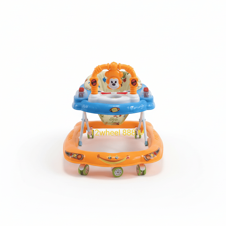 Vibrant 12-Wheel Baby Walker with Engaging Lights, Musical Toys & Adjustable Design for Safe Infant Learning & Fun Activities