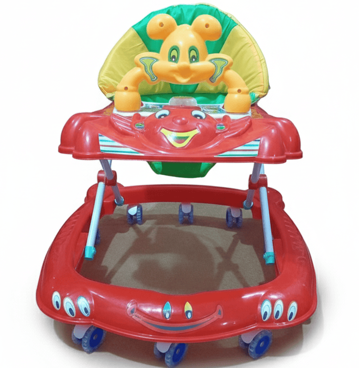 Colorful Musical Baby Walker with Lights, Folding Design, Comfortable Seat, Safety Wheels, Cartoon Front Design for Kids